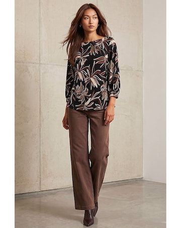 Roman Dropped Shoulder Puff Print Top