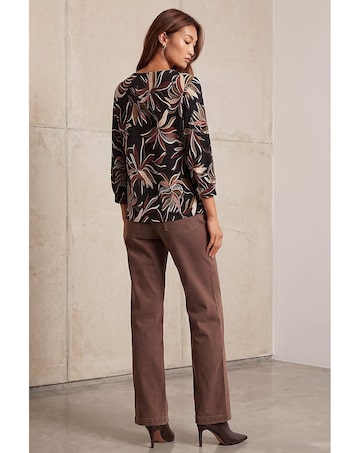 Roman Dropped Shoulder Puff Print Top