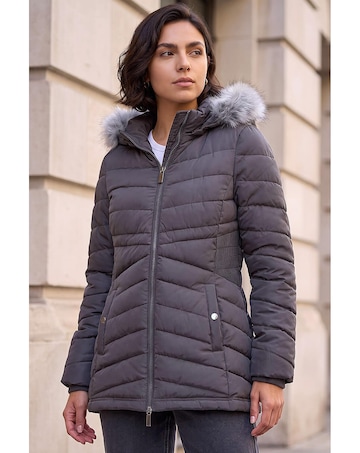 Roman Faux Fur Hooded Quilt Coat