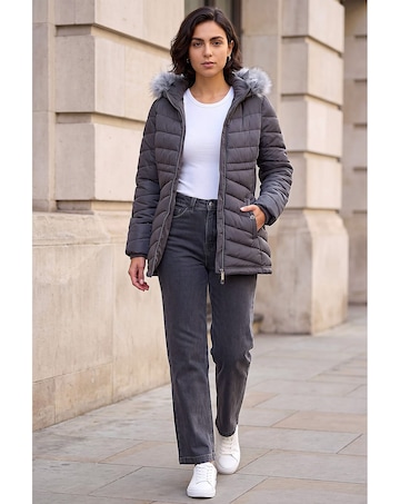 Roman Faux Fur Hooded Quilt Coat