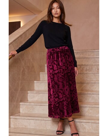 Roman Patterned Velvet Skirt