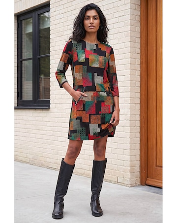 Roman Geo Print Shift Stretch Dress