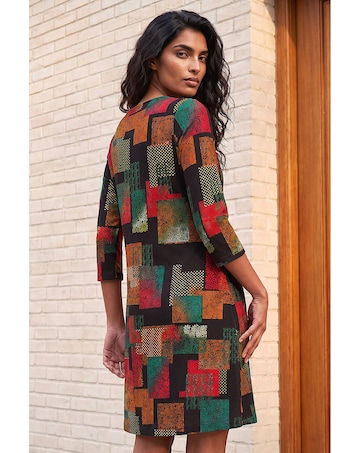 Roman Geo Print Shift Stretch Dress
