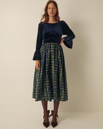 Monsoon Viola Check Velvet Midi Dress