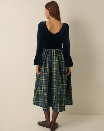 Monsoon Viola Check Velvet Midi Dress