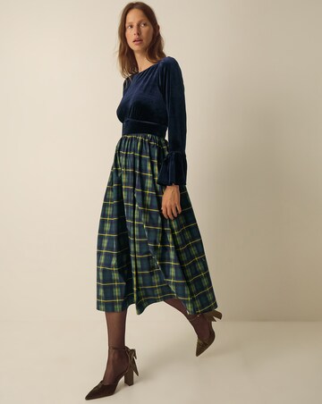 Monsoon Viola Check Velvet Midi Dress