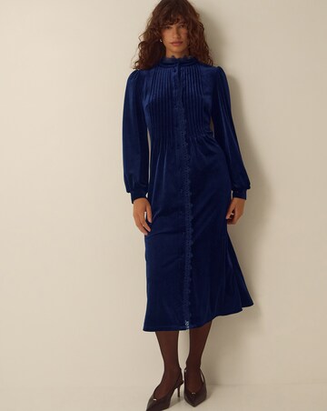 Monsoon Pip Pinktuck Velvet Midi Dress