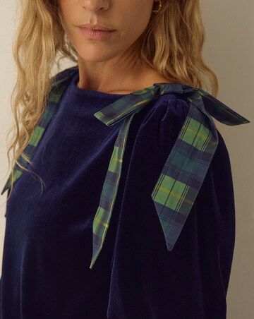 Monsoon Vittoria Tartan Bow Velvet Top