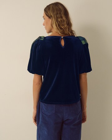 Monsoon Vittoria Tartan Bow Velvet Top