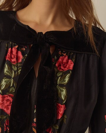 Monsoon Camille Velvet Bow Floral Dress