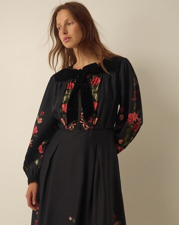 Monsoon Camille Velvet Bow Floral Dress