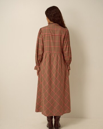 Monsoon Shelly Neck Tie Check Midi Dress