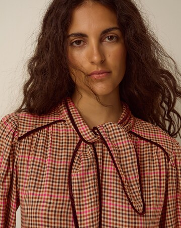 Monsoon Shelly Neck Tie Check Midi Dress