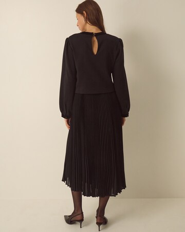 Monsoon Emilee Velvet Bow Pleated Dress