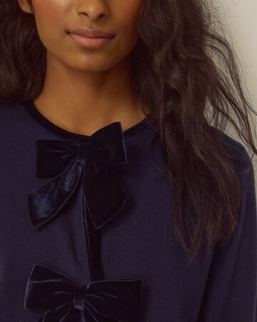 Monsoon Belinda Velvet Bow Cardigan