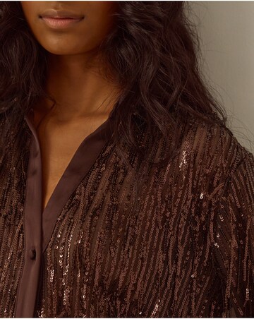 Monsoon Shelby Sequin Fringe Satin Shirt