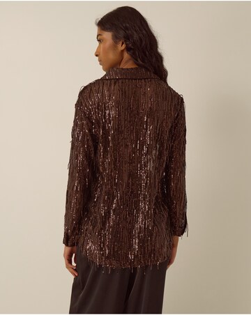 Monsoon Shelby Sequin Fringe Satin Shirt