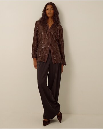 Monsoon Shelby Sequin Fringe Satin Shirt