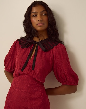 Monsoon Tiana Collared Jacquard Dress