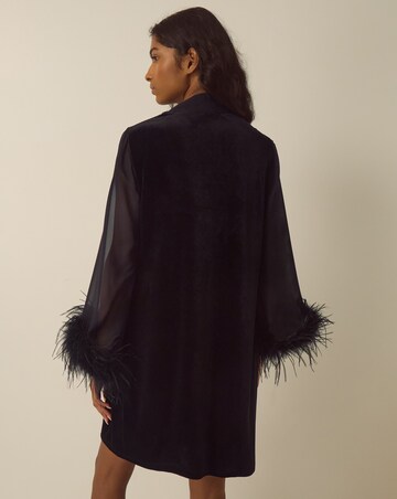 Monsoon Sadie Feather Sleeve Velvet Mini Dress