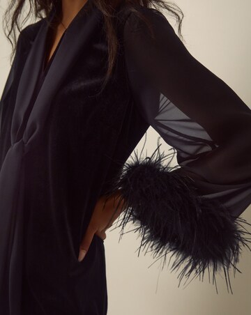 Monsoon Sadie Feather Sleeve Velvet Mini Dress