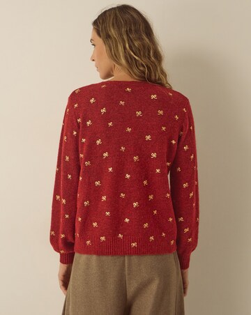 Monsoon Fee Foil Bow Crew Neck Cardigan