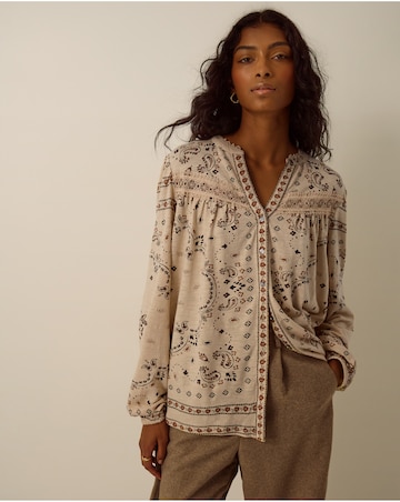 Monsoon Gigi V-Neck Paisley Jersey Shirt