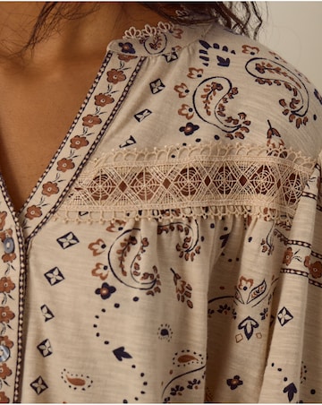 Monsoon Gigi V-Neck Paisley Jersey Shirt