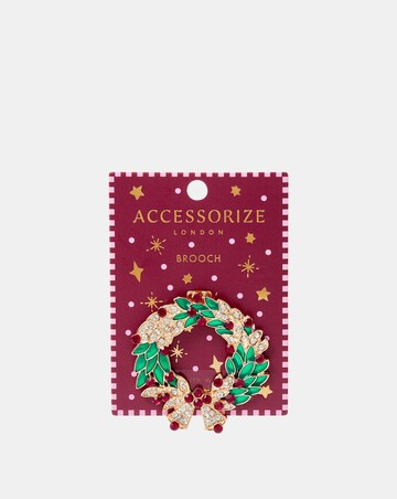 Accessorize Christmas Wreath Brooch