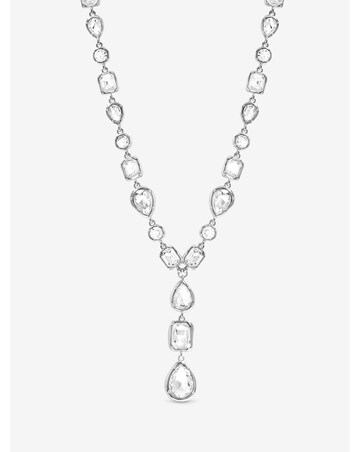 Mood Silver Plated And Crystal Multistone Y Drop Necklace