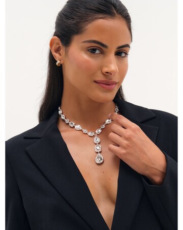 Mood Silver Plated And Crystal Multistone Y Drop Necklace