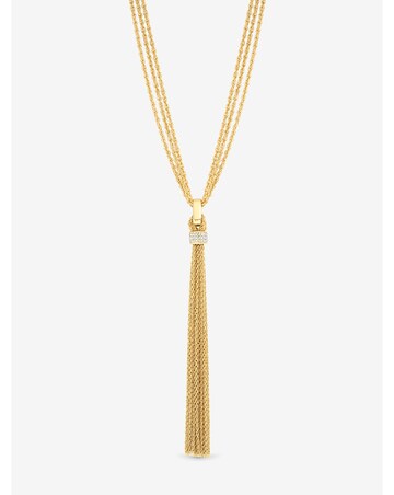 Mood Gold Plated And Pave Link Tassel Drop Necklace