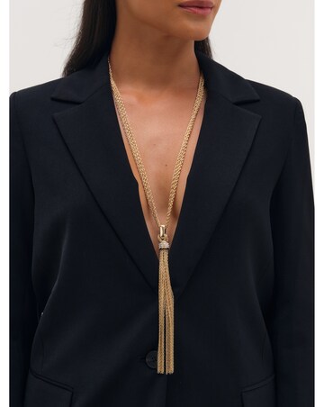 Mood Gold Plated And Pave Link Tassel Drop Necklace