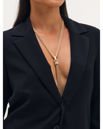 Mood Gold Plated And Pave Link Tassel Drop Necklace