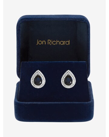 Jon Richard Rhodium Plated Cubic Zirconia Sapphire Stud Earrings