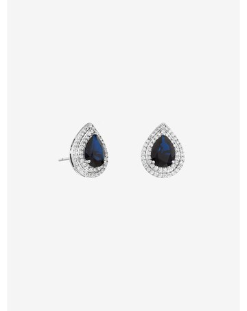 Jon Richard Rhodium Plated Cubic Zirconia Sapphire Stud Earrings