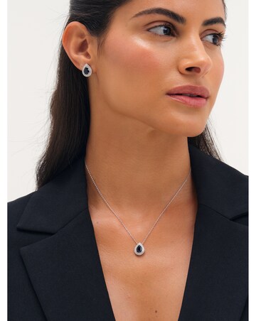 Jon Richard Rhodium Plated Cubic Zirconia Sapphire Stud Earrings