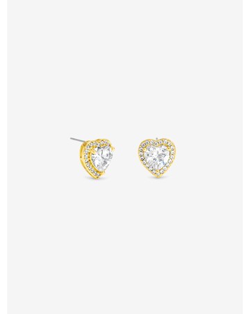 Jon Richard Gold Plated And Crystal Halo Heart Stud Earrings
