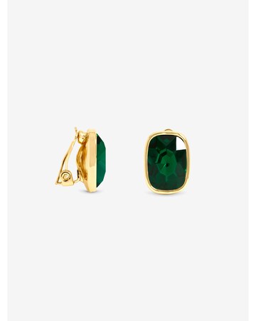 Jon Richard Gold Plated And Emerald Clip Earrings