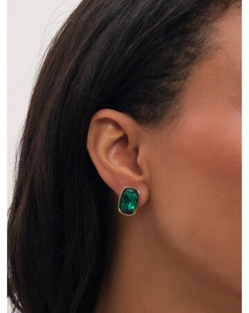 Jon Richard Gold Plated And Emerald Clip Earrings