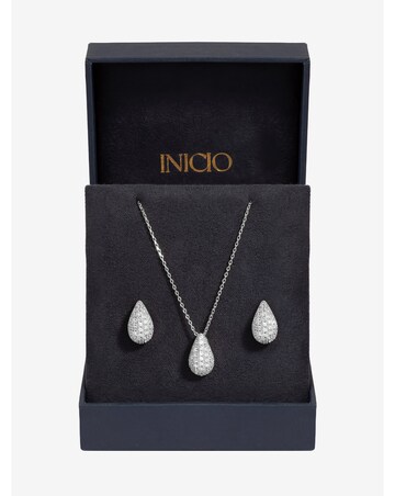 Inicio Silver Cubic Zirconia Teardrop Set