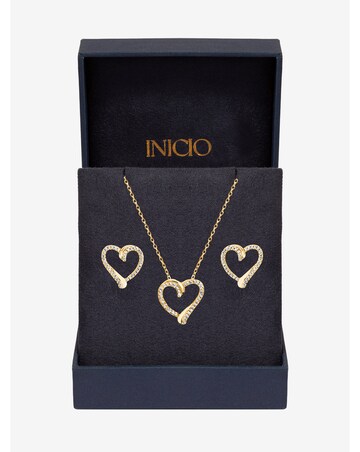 Inicio Gold Pave Open Heart Set