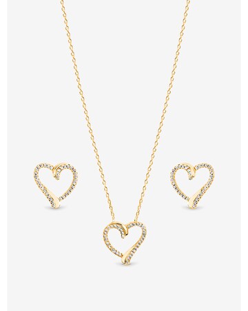 Inicio Gold Pave Open Heart Set