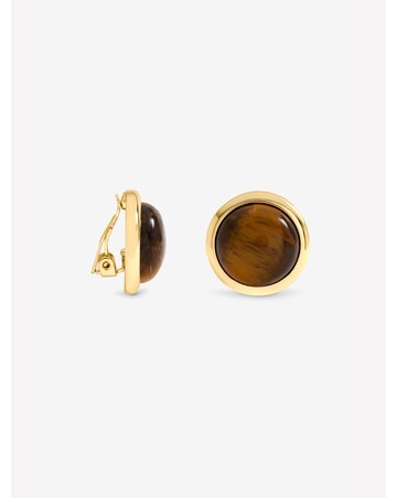 Jon Richard Gold Plated Tigers Eye Clip Earrings