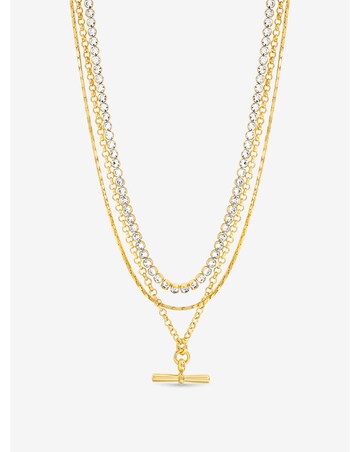 Mood Gold Plated And Crystal T Bar Necklace