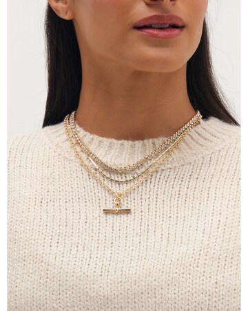 Mood Gold Plated And Crystal T Bar Necklace