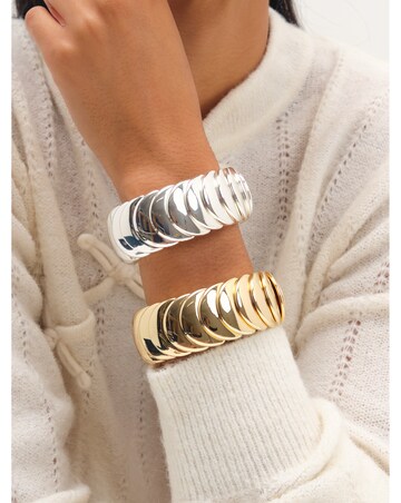 Mood Silver Plated And Polished Statement Stretch Bracelet