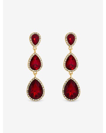 Mood Gold Plated And Ruby Peardrop Earrings