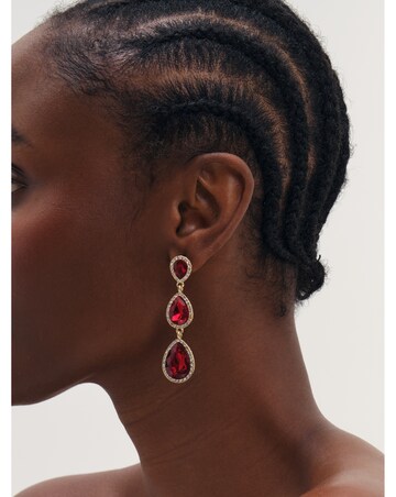 Mood Gold Plated And Ruby Peardrop Earrings