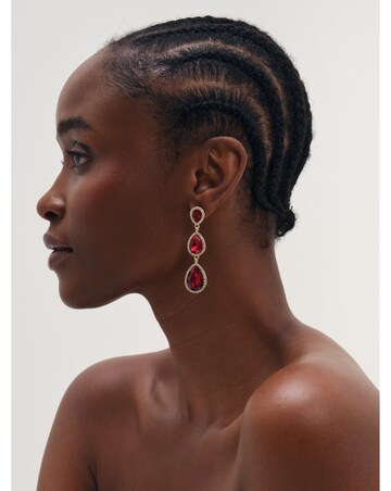 Mood Gold Plated And Ruby Peardrop Earrings